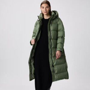 Quince Responsible Long Down Puffer Jacket, sz M, Sea Spray Green